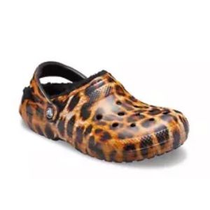 fur lined leopard print crocs